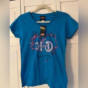 Harley-Davidson Teal T-Shirt  M , V Neck
